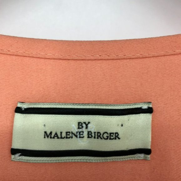 By Malene Birger Peach Crepe Maryam Dress gold zipper pockets elastic waistband - Picture 5 of 7